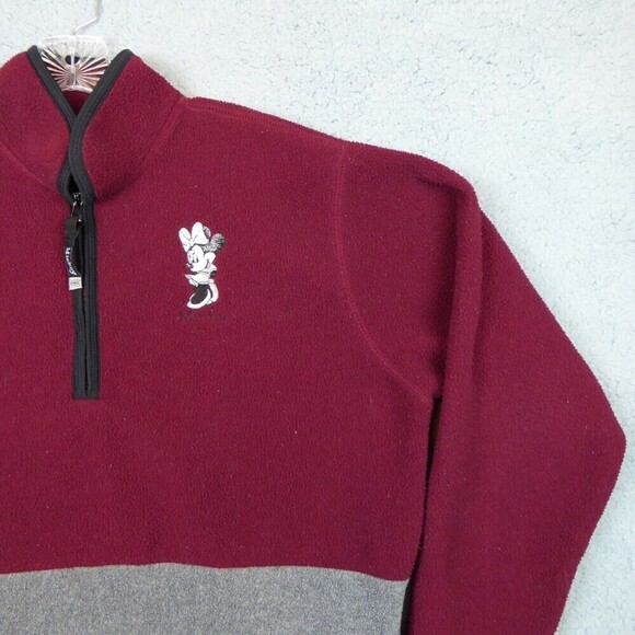 Vintage Disney Sweatshirt Men Large Red Gray Fleece Pullover 1/4 Zip Jerry Leigh - Picture 4 of 10